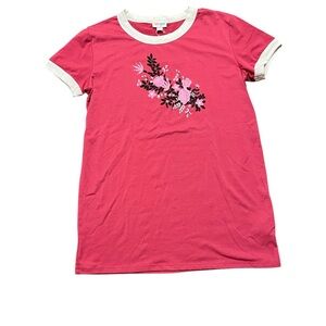 LuLaRoe Pink Floral Short Sleeve Tee